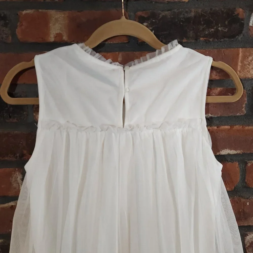 Mango Kids Ruffled Sleeveless Tulle Midi Dress Cottagecore Party Girls 13-14 NWT